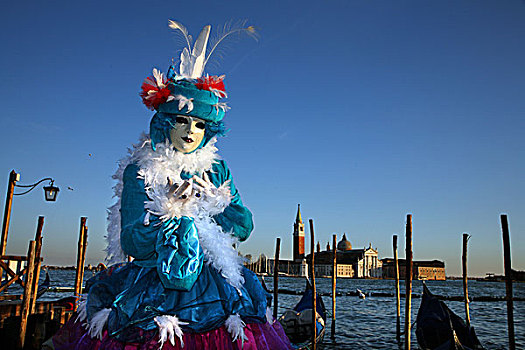 意大利,节庆,威尼斯,面具,圣马科,小船,正面,泻湖,圣乔治奥