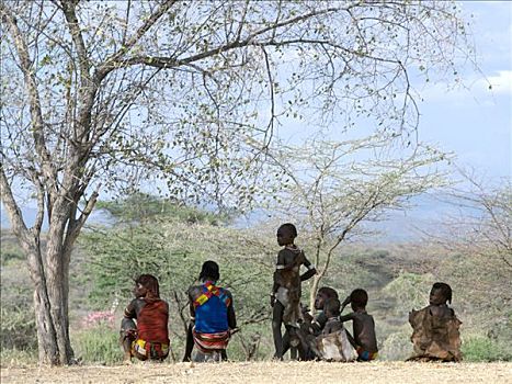 埃塞俄比亚,埃塞俄比亚西南部,人,休息,游牧部落,女人,惊人,风格,传统服饰,安静