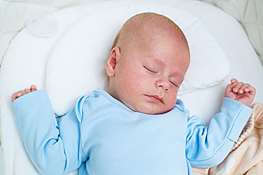 三个,婴儿,蓝色,衣服,睡觉,婴儿床