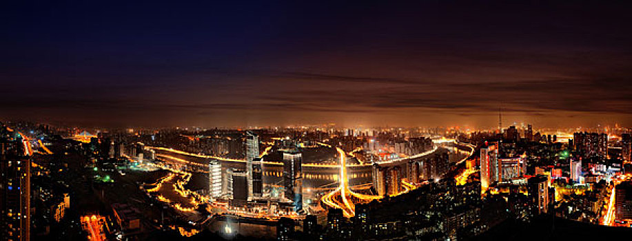 重庆江北区夜景全景