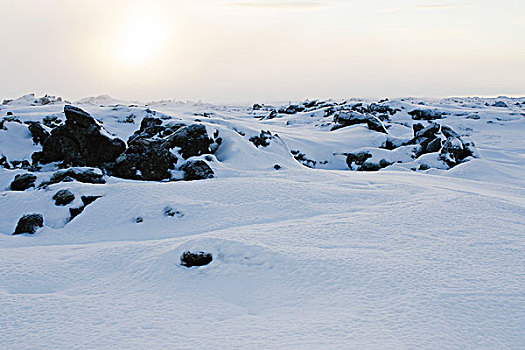 火山岩,积雪,雷克雅奈斯,半岛,冰岛