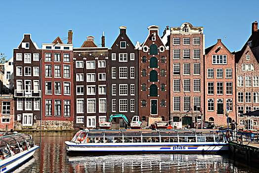 古建筑,船,运河,游轮,阿姆斯特丹,北荷兰,荷兰