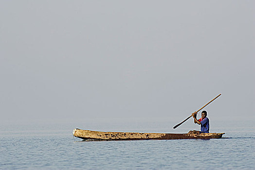 汤加,渔民,卡里巴湖,赞比亚,非洲