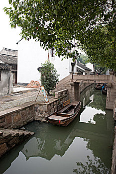 运河,石桥,老城,甪直,苏州,中国