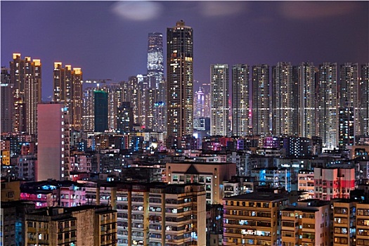 香港,拥挤,城市,夜晚