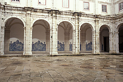 欧洲,葡萄牙,里斯本,阿尔法马区,装饰,砖瓦,回廊