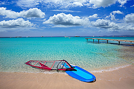 福门特拉岛,伊比萨岛,海滩,帆板运动,岸边,沙子
