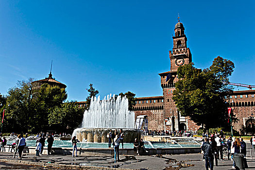 喷泉,建造,米兰,伦巴底,意大利,欧洲