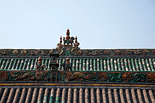 山西省晋中历史文化名城---榆次老城城隍庙造型优美房檐