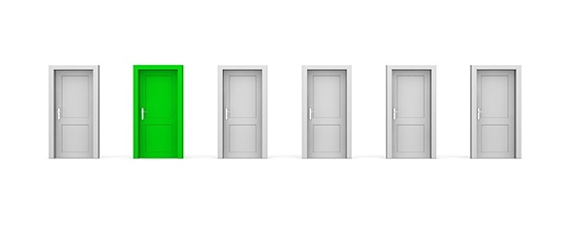 行列,门,一个,绿色