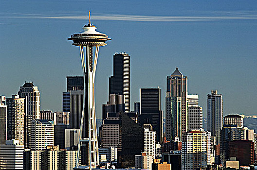 华盛顿,西雅图,太空针,围绕,摩天大楼,皇后,山