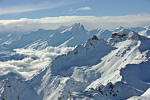 山,雪,清新,日落,滑雪胜地,法国