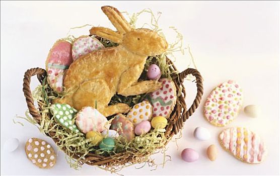 复活节礼筐,复活节兔子,糖豆