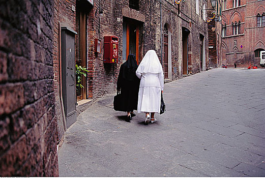 两个,女僧侣,锡耶纳,意大利