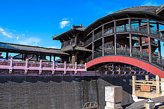 中国涿州影视城的古代建筑铜雀台