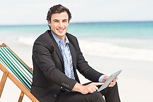 商务人士,平板电脑,海滩