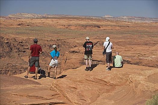 游客,站立,干燥地带,马掌,弯曲,页岩,亚利桑那,美国