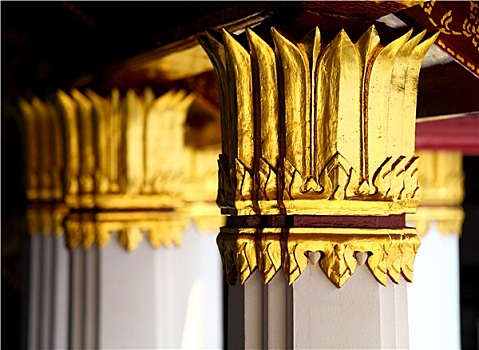 金色,柱子,泰国,庙宇