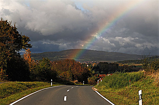 彩虹,道路,中弗兰肯,德国,巴伐利亚,欧洲