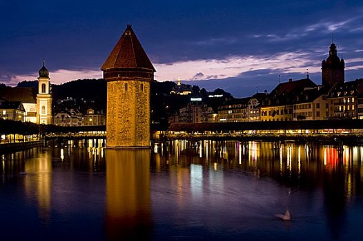 小教堂,桥,瑞士,欧洲