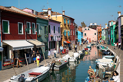 特色,彩色,房子,运河,岛屿,布拉诺岛,威尼斯,威尼托,意大利,欧洲