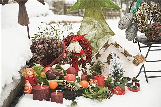 圣诞装饰,雪,花园