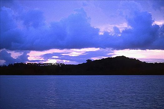 日落,上方,海洋,巴布亚新几内亚