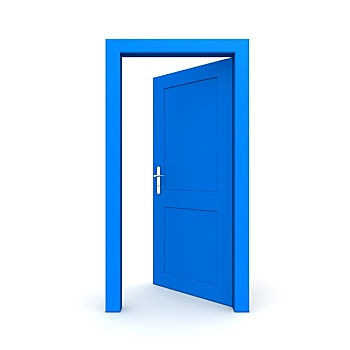 打开,一个,蓝色,门
