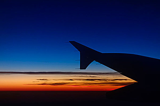 非洲,突尼斯,飞机,翼,高处,云,日落