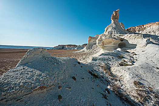 白色,岩石构造,沮丧,荒芜,区域,哈萨克斯坦