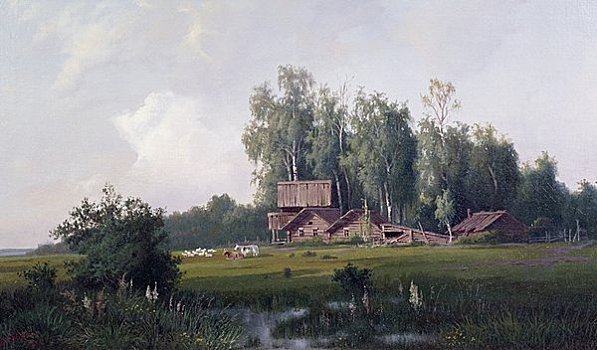 俄罗斯,农舍,油画,19世纪,美国,宾夕法尼亚,费城
