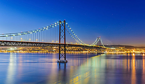 夜景,里斯本,桥,葡萄牙