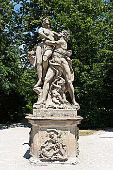 雕塑,公园,城堡,偏僻寺院,靠近,拜罗伊特,上弗兰科尼亚,弗兰克尼亚,巴伐利亚,德国,欧洲