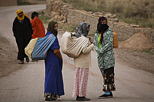 非洲,北非,摩洛哥,区域,峡谷,乡村,女人