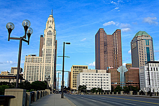 摩天大楼,城市,宽,立交桥,哥伦布,俄亥俄,美国