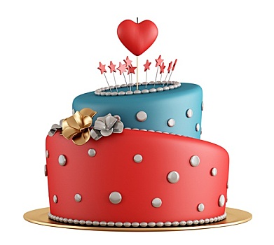 红色,蓝色,生日蛋糕