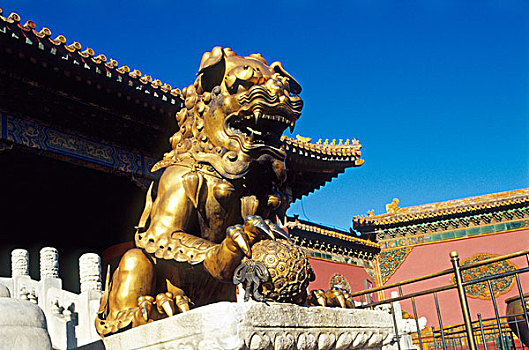 中国,北京,皇宫,故宫,监护,狮子