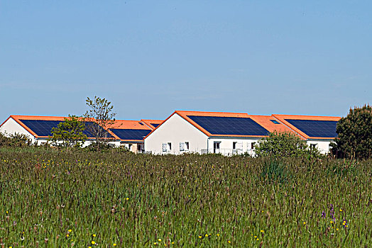 法国,布列塔尼半岛,太阳能电池板,住所