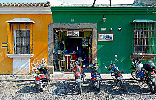 危地马拉,安提瓜岛,摩托车,正面,咖啡