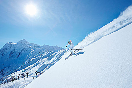 滑雪者,雪,斜坡