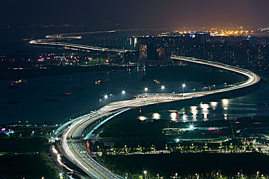 中国广东深圳前海自贸区都市夜景