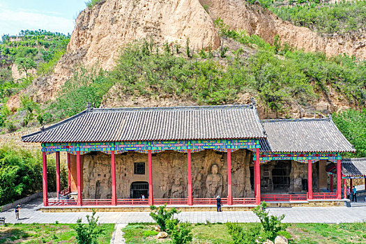 航拍河南巩义石窟寺（巩县石窟）