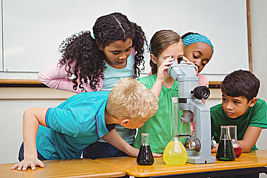 学生,科学,烧杯,显微镜,小学