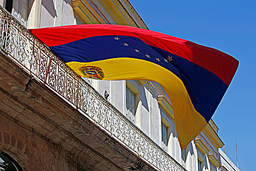 中美洲,古巴,哈瓦那,委内瑞拉,旗帜,露台