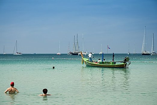帽子,海滩,湾,普吉岛,泰国