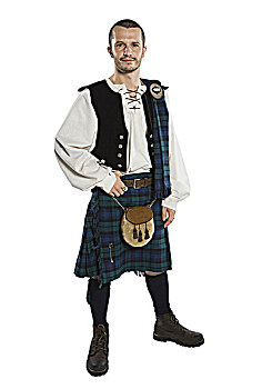 男人,衣服,苏格兰式短裙