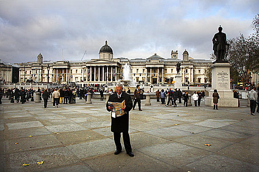 英格兰,伦敦,特拉法尔加广场,旅游,地图,忙碌