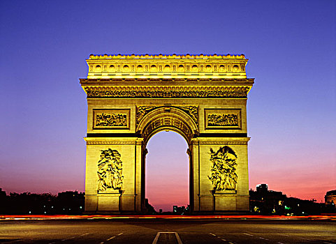 夜景,拱形,凯旋,巴黎,法国,欧洲