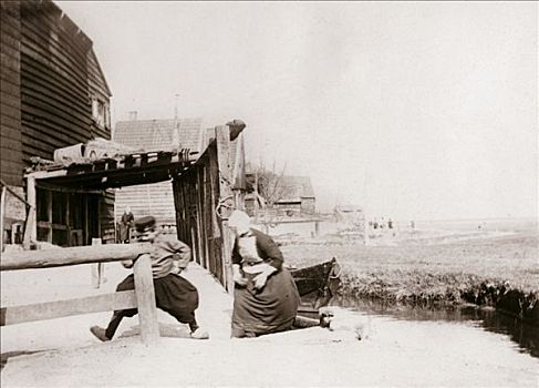 孩子,玩,岛屿,荷兰,1898年,艺术家