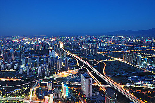 陕西西安城市全景夜景